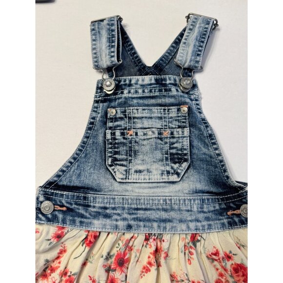 Jordache Acid Wash Denim Floral Jumper Lace Pink Flowers Vintage Size 4 5 XS - Picture 3 of 11